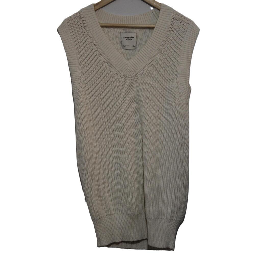 Womens Abercrombie & Fitch White Ribbed Sweater Sleeveless Dress Size Small S